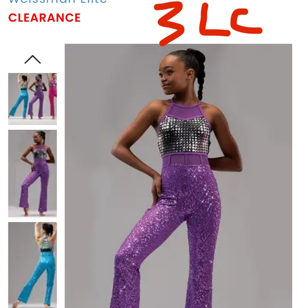 Vibrant Purple Flare Jumpsuit with Shimmering Sequins “Teenage Dream”